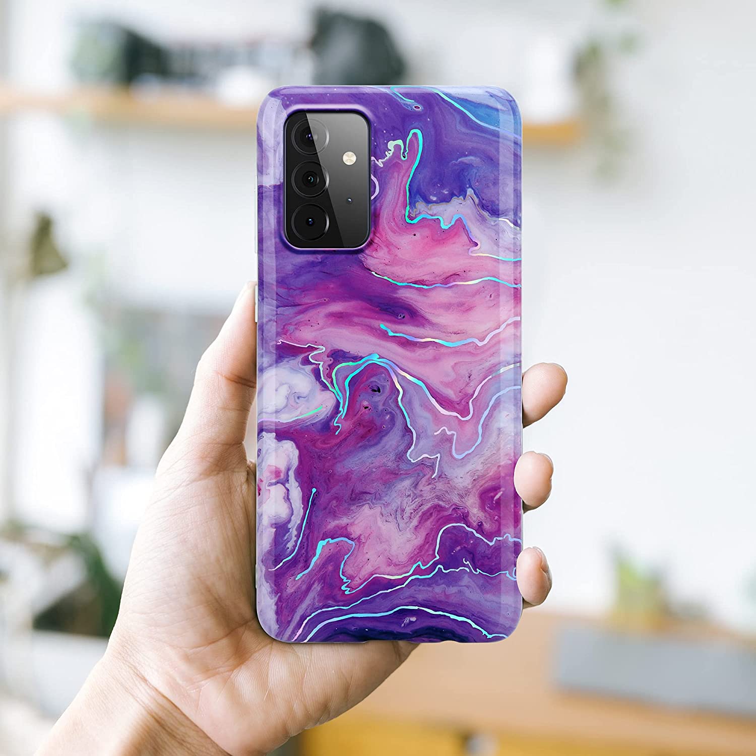 Cadorabo Samsung Galaxy A72 / A72 5G Θήκη Σιλικόνης TPU - Design Marble No.19 Mosaic Pattern - Pink / Purple / Marble