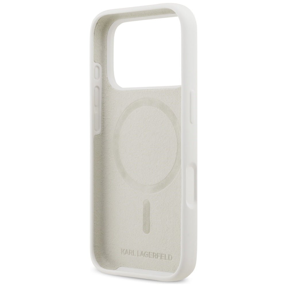 Karl Lagerfeld iPhone 17 Pro - Silicone K/C Sketch and Logo MagSafe - Σκληρή Θήκη με Πλαίσιο Σιλικόνης - White - KLHMP17LSKCGRGOH