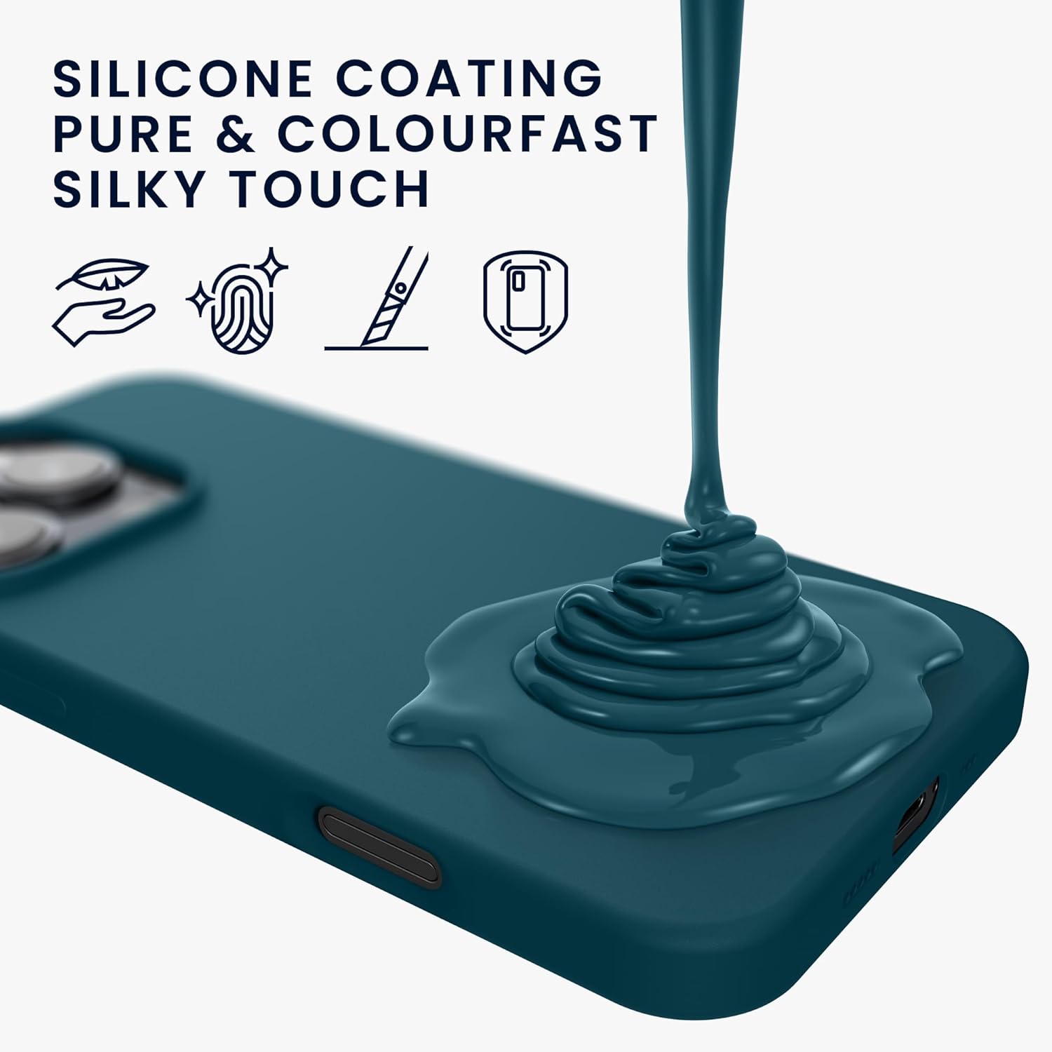 KW iPhone 16 Pro Θήκη Σιλικόνης Rubberized TPU - Petrol Matte