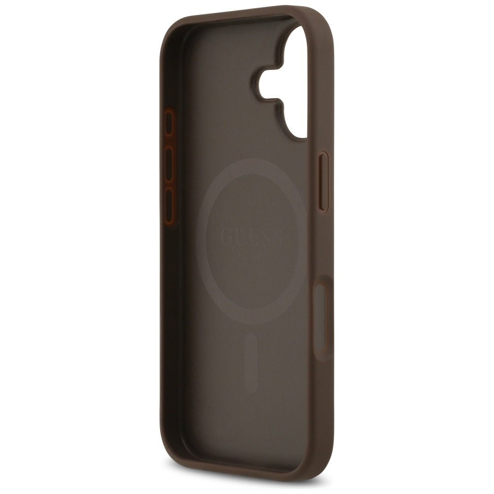 Guess iPhone 17 - 4G Circle Classic Logo MagSafe - Θήκη με Επένδυση Συνθετικού Δέρματος - Brown - GUHMP17SP4PGRSGW