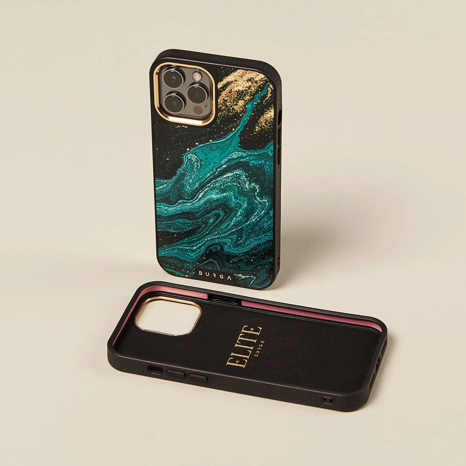 Burga iPhone 15 Pro Elite MagSafe Σκληρή Θήκη με MagSafe - Gold - Emerald Pool