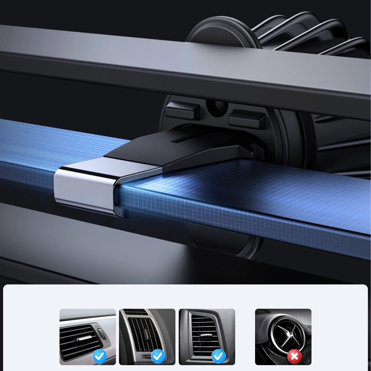 Joyroom JR - ZS240 Pro Μαγνητική Βάση Αυτοκινήτου Αεραγωγού με Ασύρματη Φόρτιση MagSafe 15W - Black