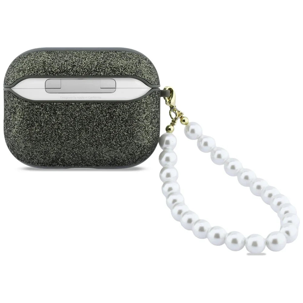 Guess AirPods Pro 3 - Θήκη από Σκληρό Πλαστικό - Glitter Pearl Strap - Khaki