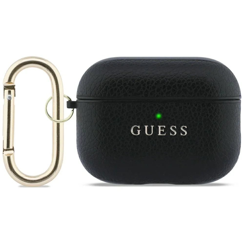 Guess AirPods Pro 3 - Θήκη με Επένδυση Συνθετικού Δέρματος - Grained Classic Logo Hook - Black