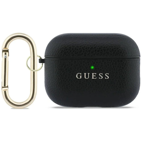 Guess AirPods Pro 3 - Θήκη με Επένδυση Συνθετικού Δέρματος - Grained Classic Logo Hook - Black