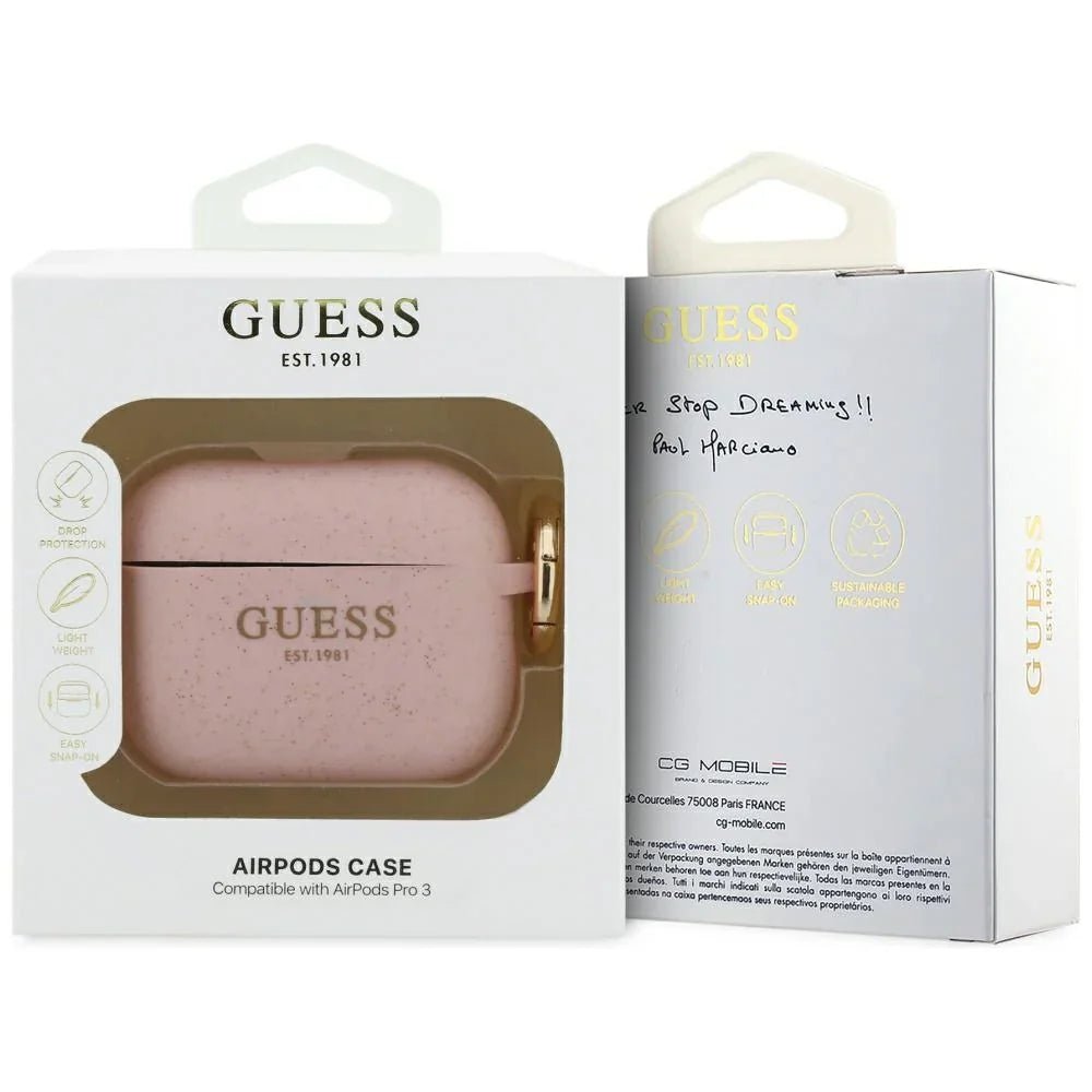 Guess AirPods Pro 3 - Θήκη Σιλικόνης - Silicone Glitter Ring - Pink