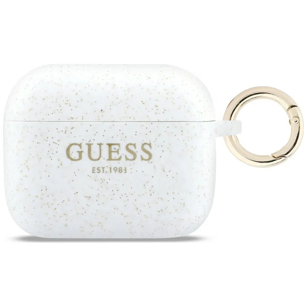 Guess AirPods Pro 3 - Θήκη Σιλικόνης - Silicone Glitter Ring - White