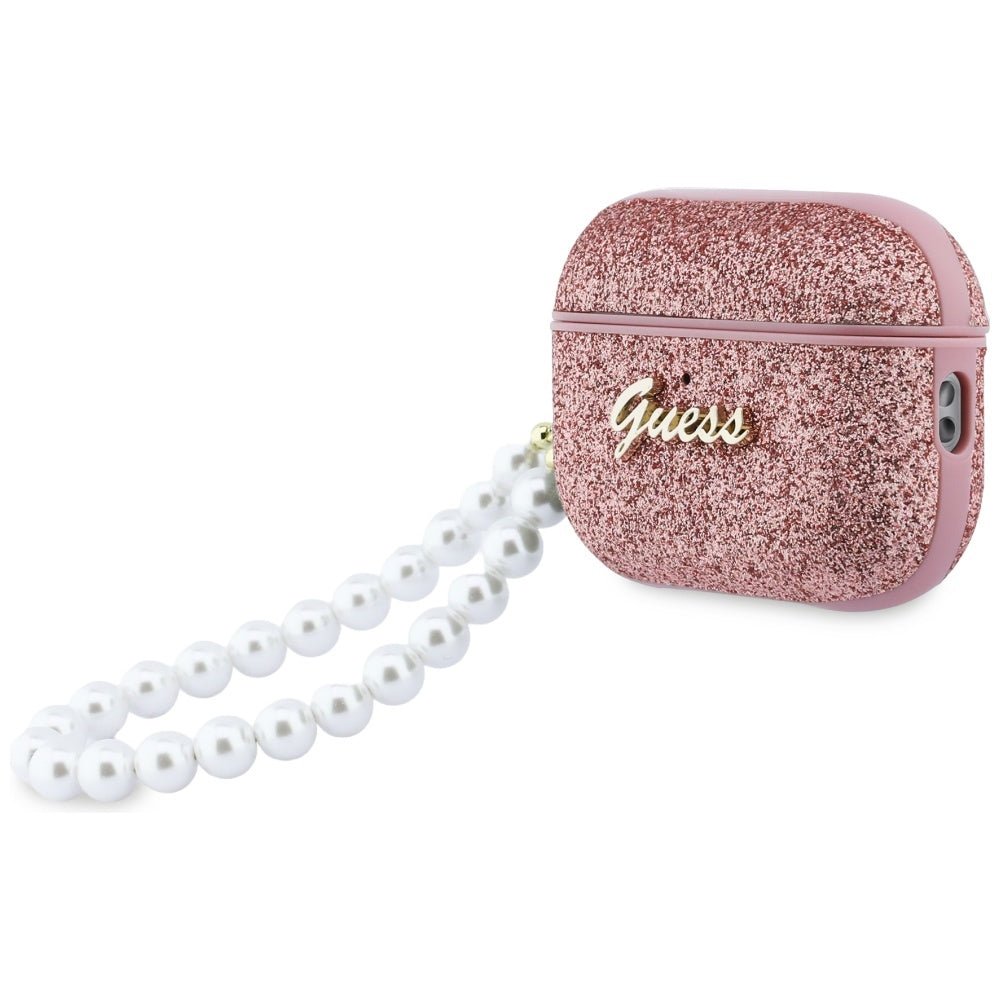 Guess AirPods Pro 3 - Θήκη από Σκληρό Πλαστικό - Glitter Pearl Strap - Pink