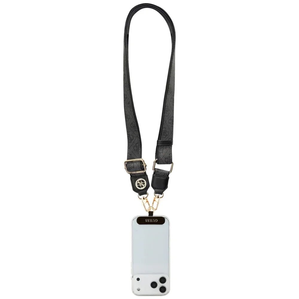 Guess CBDY 4G Tether Patch Strass Metal Logo - Universal Λουράκι για Θήκη Κινητού - Black