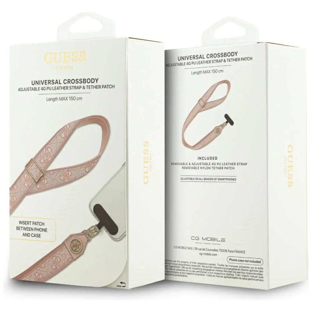 Guess CBDY 4G Tether Patch Strass Metal Logo - Universal Λουράκι για Θήκη Κινητού - Pink