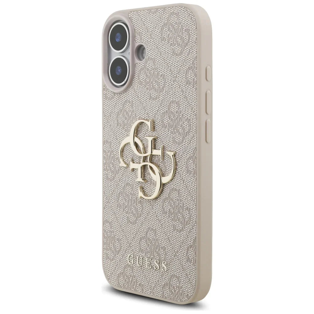 Guess iPhone 17 - 4G Strap 4G Classic Logo - Σκληρή Θήκη με Επένδυση Συνθετικού Δέρματος και Λουράκι - Pink
