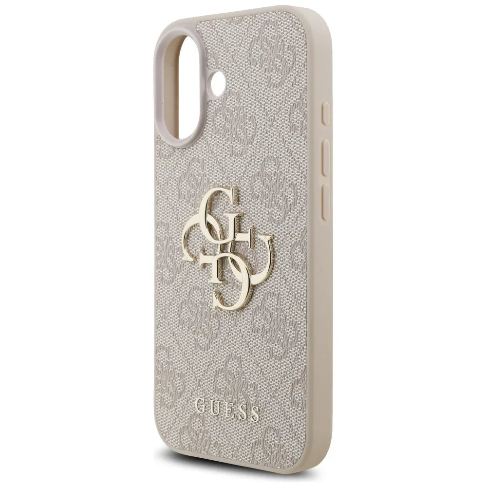 Guess iPhone 17 - 4G Strap 4G Classic Logo - Σκληρή Θήκη με Επένδυση Συνθετικού Δέρματος και Λουράκι - Pink