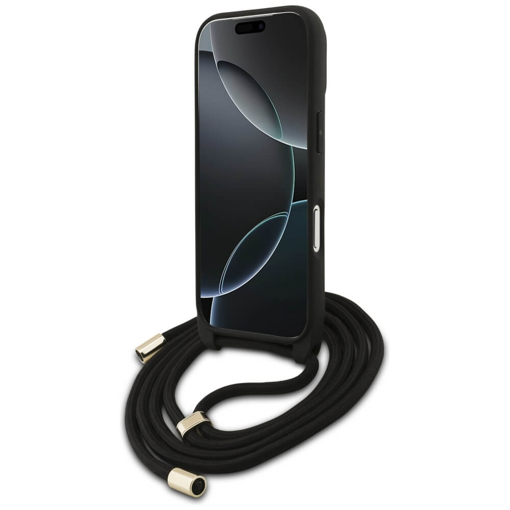 Guess iPhone 17 Pro - 4G Big Logo Cord Stap Crossbody - Θήκη με Επένδυση Συνθετικού Δέρματος και Λουράκι - Brown