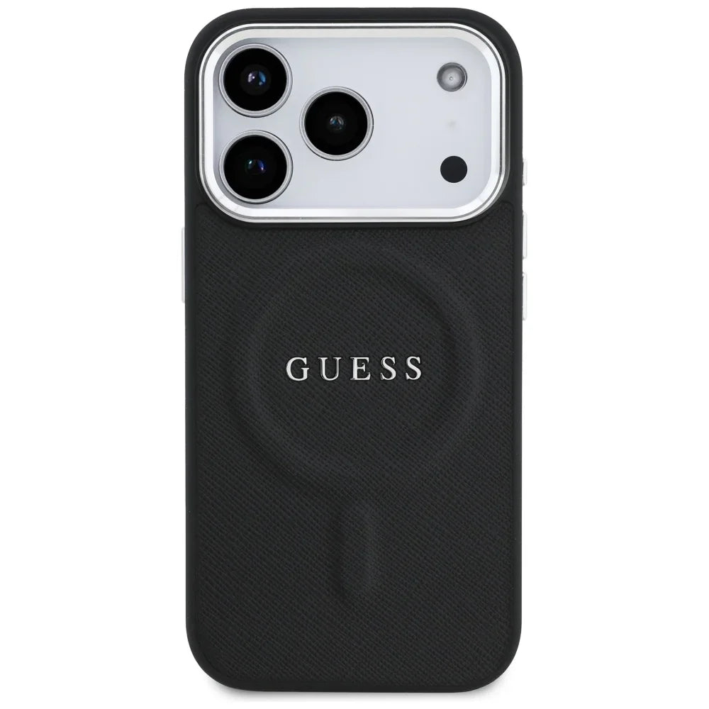 Guess iPhone 17 Pro - Classic Logo MagSafe - Σκληρή Θήκη με Επένδυση Οικολογικού Δέρματος - Black