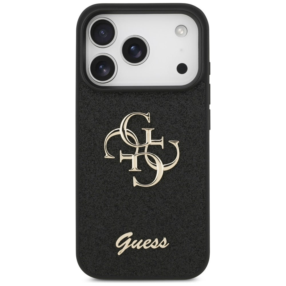 Guess iPhone 17 Pro / iPhone 18 Pro - Σκληρή Θήκη με Πλαίσιο Σιλικόνης - Fixed Glitter Big 4G - Black - GUHCP18LHG4SGK