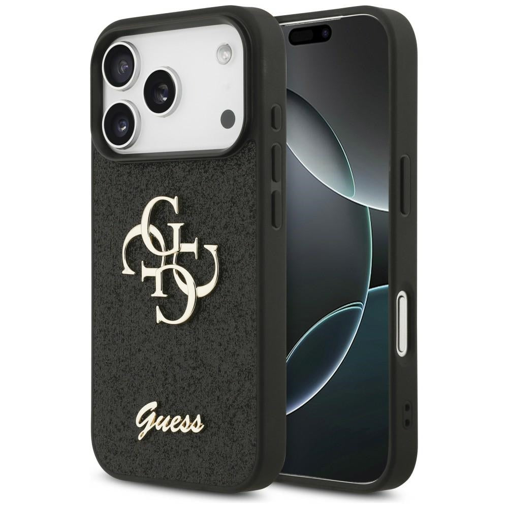 Guess iPhone 17 Pro / iPhone 18 Pro - Σκληρή Θήκη με Πλαίσιο Σιλικόνης - Fixed Glitter Big 4G - Black - GUHCP18LHG4SGK
