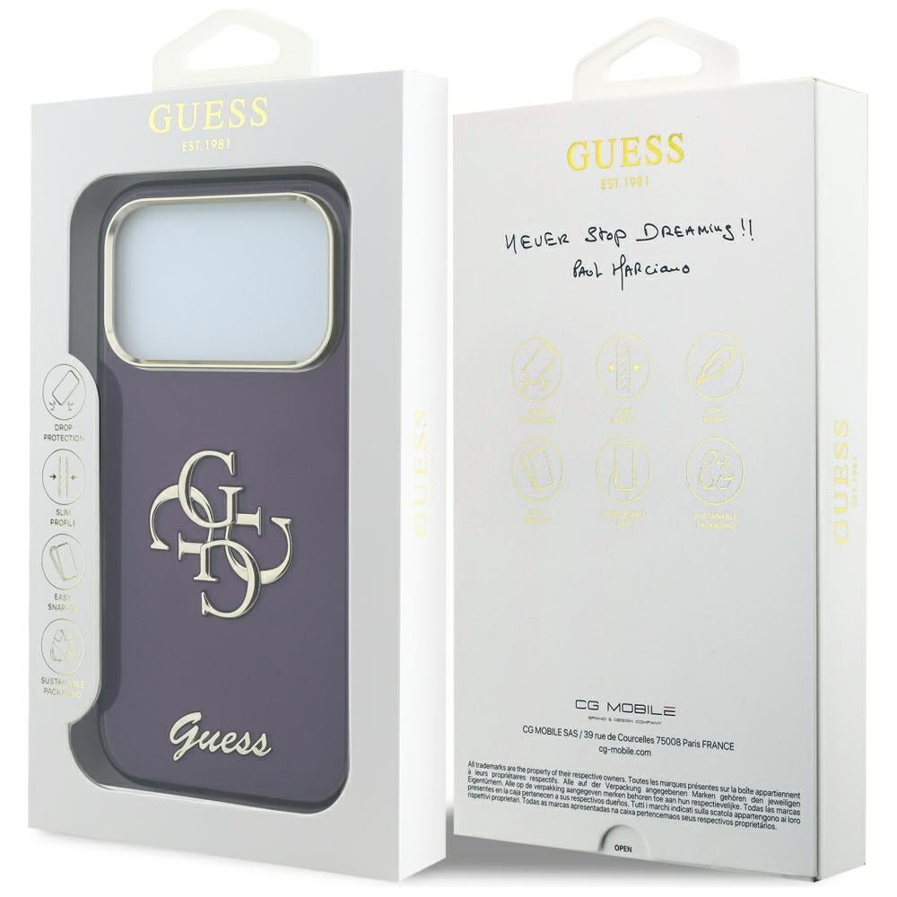 Guess iPhone 17 Pro / iPhone 18 Pro - Σκληρή Θήκη με Πλαίσιο Σιλικόνης - IML 4G Script Metal - Burgundy