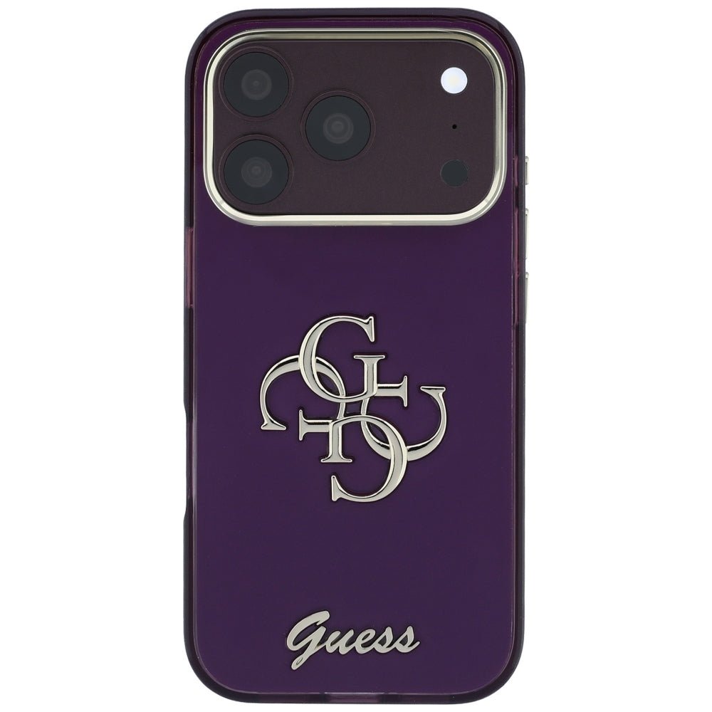 Guess iPhone 17 Pro / iPhone 18 Pro - Σκληρή Θήκη με Πλαίσιο Σιλικόνης - IML 4G Script Metal - Burgundy