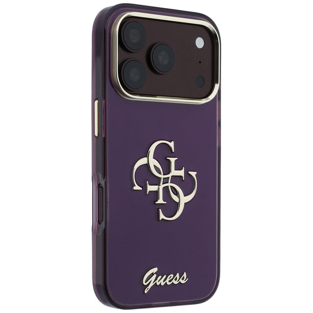 Guess iPhone 17 Pro / iPhone 18 Pro - Σκληρή Θήκη με Πλαίσιο Σιλικόνης - IML 4G Script Metal - Burgundy