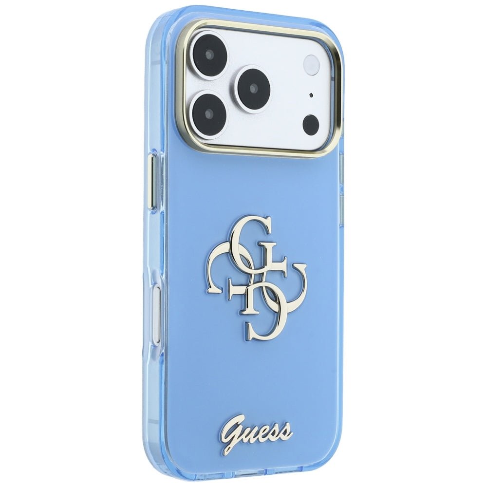 Guess iPhone 17 Pro / iPhone 18 Pro - Σκληρή Θήκη με Πλαίσιο Σιλικόνης - IML 4G Script Metal - Light Blue