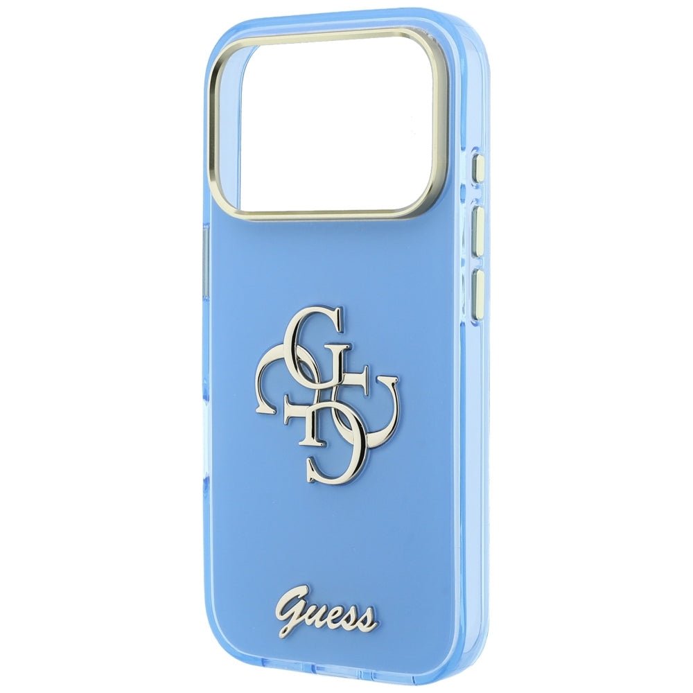Guess iPhone 17 Pro / iPhone 18 Pro - Σκληρή Θήκη με Πλαίσιο Σιλικόνης - IML 4G Script Metal - Light Blue