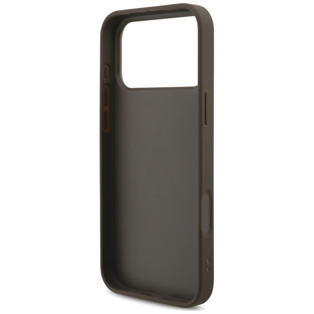Guess iPhone 17 Pro / iPhone 18 Pro - Σκληρή Θήκη με Πλαίσιο Σιλικόνης και Επένδυση Συνθετικού Δέρματος - 4G Big Logo - Brown - GUHCP18L4GMGBR
