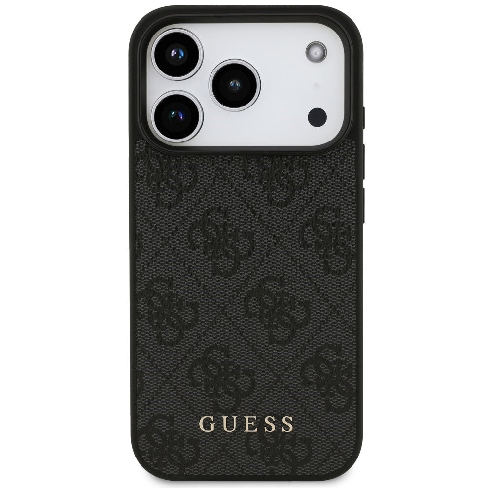 Guess iPhone 17 Pro / iPhone 18 Pro - Σκληρή Θήκη με Πλαίσιο Σιλικόνης και Επένδυση Συνθετικού Δέρματος - 4G Classic - Black