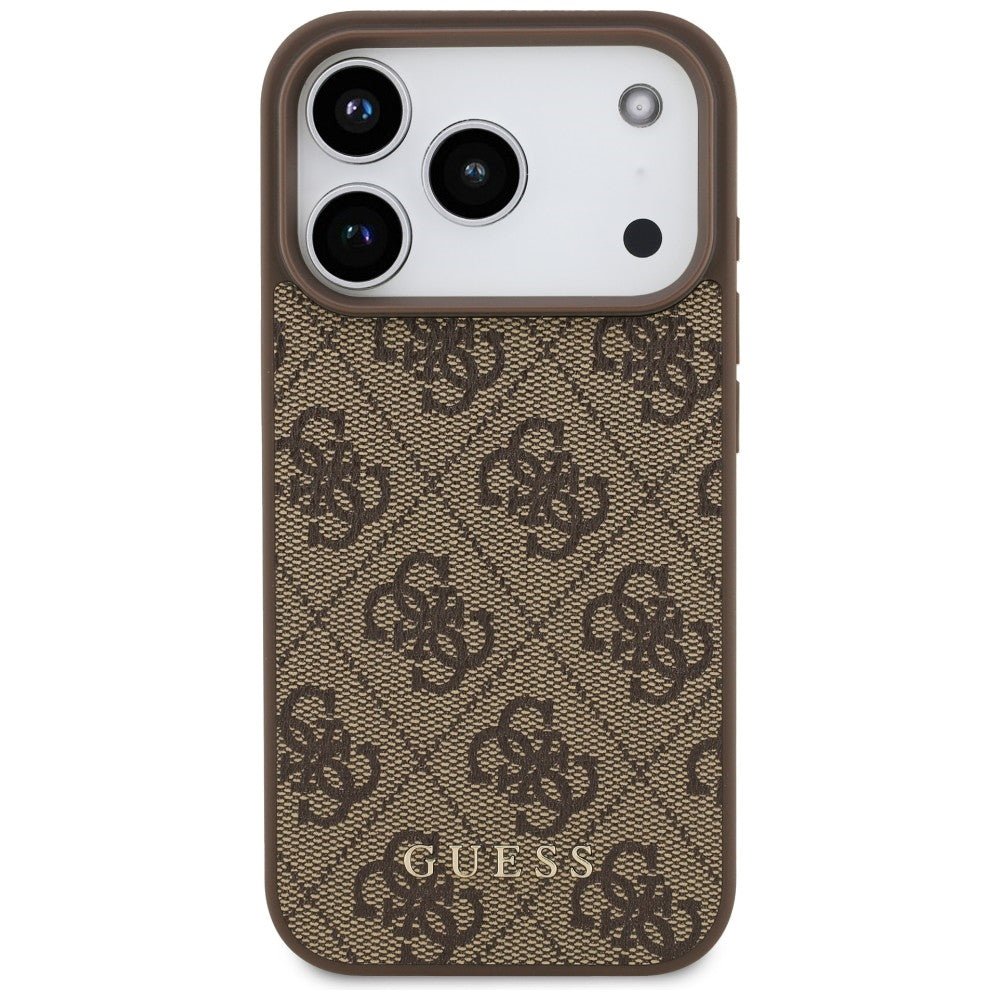 Guess iPhone 17 Pro / iPhone 18 Pro - Σκληρή Θήκη με Πλαίσιο Σιλικόνης και Επένδυση Συνθετικού Δέρματος - 4G Classic - Brown