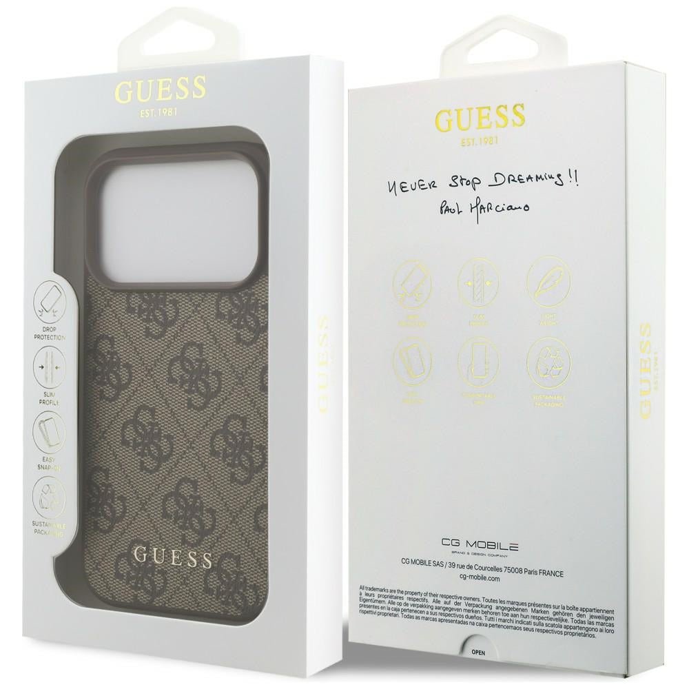 Guess iPhone 17 Pro / iPhone 18 Pro - Σκληρή Θήκη με Πλαίσιο Σιλικόνης και Επένδυση Συνθετικού Δέρματος - 4G Classic - Brown