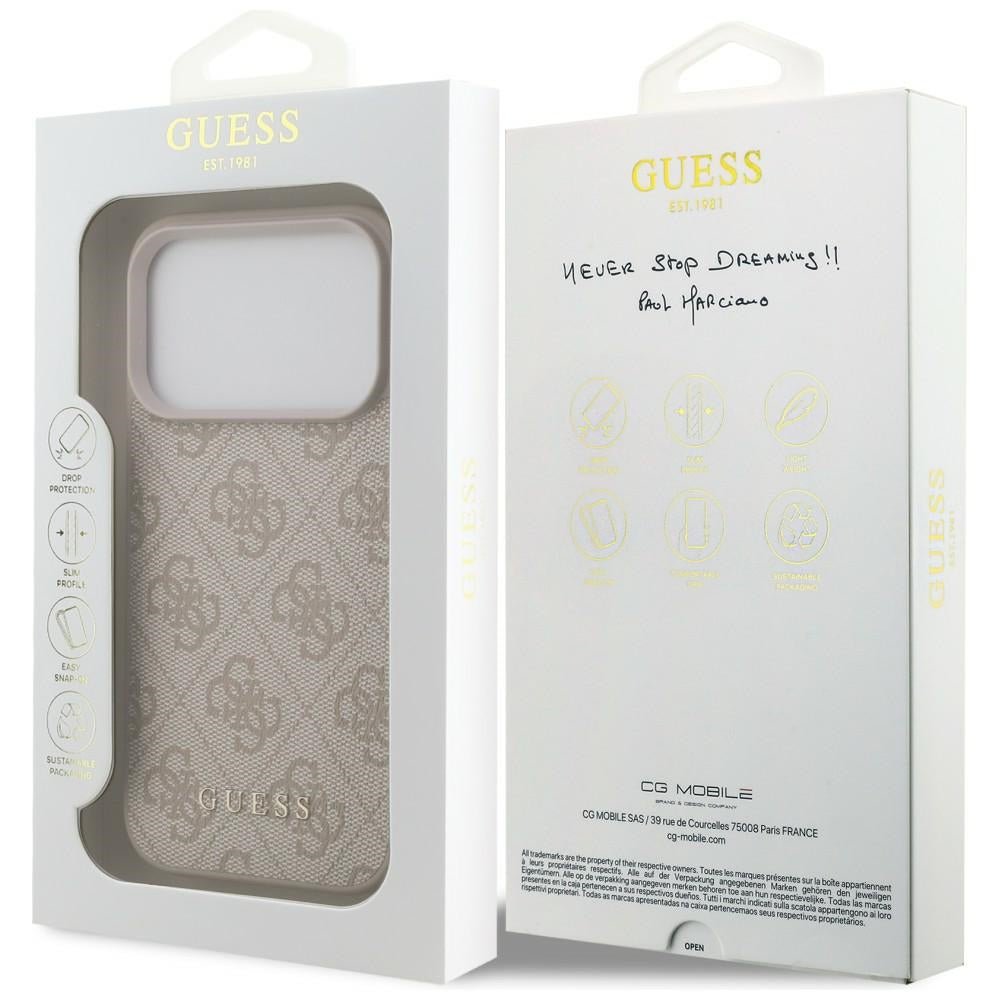 Guess iPhone 17 Pro / iPhone 18 Pro - Σκληρή Θήκη με Πλαίσιο Σιλικόνης και Επένδυση Συνθετικού Δέρματος - 4G Classic - Pink