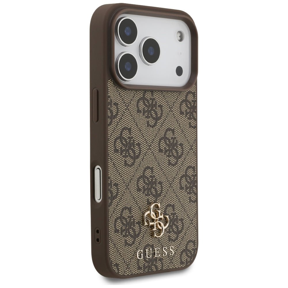 Guess iPhone 17 Pro / iPhone 18 Pro - Σκληρή Θήκη με Πλαίσιο Σιλικόνης και Επένδυση Συνθετικού Δέρματος - 4G Small Classic Logo MagSafe - Brown