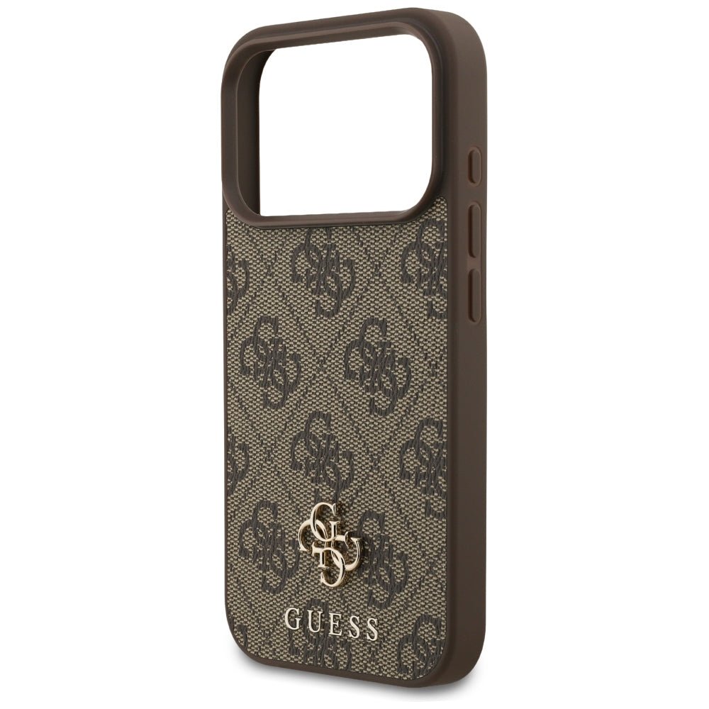 Guess iPhone 17 Pro / iPhone 18 Pro - Σκληρή Θήκη με Πλαίσιο Σιλικόνης και Επένδυση Συνθετικού Δέρματος - 4G Small Classic Logo MagSafe - Brown
