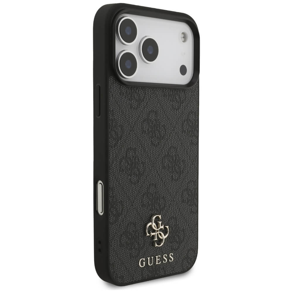 Guess iPhone 17 Pro Max - 4G Small Classic Logo MagSafe - Σκληρή Θήκη με Πλαίσιο Σιλικόνης και Επένδυση Συνθετικού Δέρματος - Black