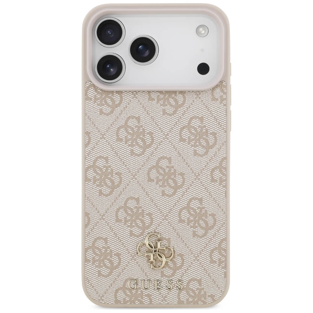 Guess iPhone 17 Pro Max - 4G Small Classic Logo MagSafe - Σκληρή Θήκη με Πλαίσιο Σιλικόνης και Επένδυση Συνθετικού Δέρματος - Pink
