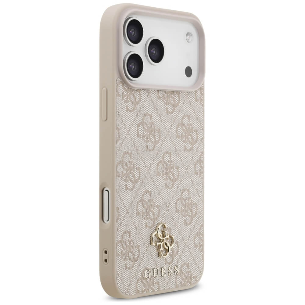 Guess iPhone 17 Pro Max - 4G Small Classic Logo MagSafe - Σκληρή Θήκη με Πλαίσιο Σιλικόνης και Επένδυση Συνθετικού Δέρματος - Pink