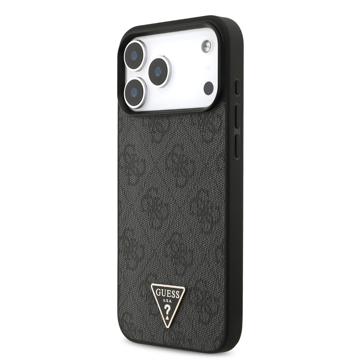 Guess iPhone 17 Pro Max - 4G Strap Triangle Logo MagSafe - Σκληρή Θήκη με Επένδυση Συνθετικού Δέρματος και Λουράκι - Black - GUHMP17XP4TSDPPSK