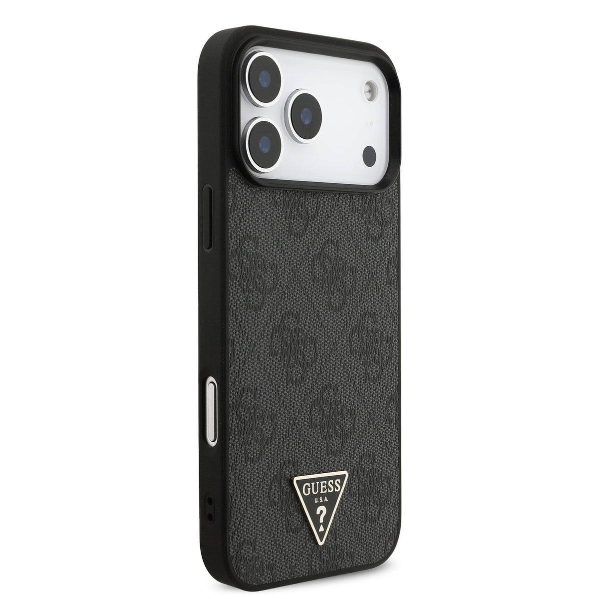 Guess iPhone 17 Pro Max - 4G Strap Triangle Logo MagSafe - Σκληρή Θήκη με Επένδυση Συνθετικού Δέρματος και Λουράκι - Black - GUHMP17XP4TSDPPSK