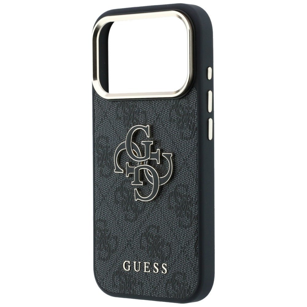 Guess iPhone 17 Pro Max / iPhone 18 Pro Max - Σκληρή Θήκη με Επένδυση από Οικολογικό Δέρμα - 4G and Big Resin Logo - Black