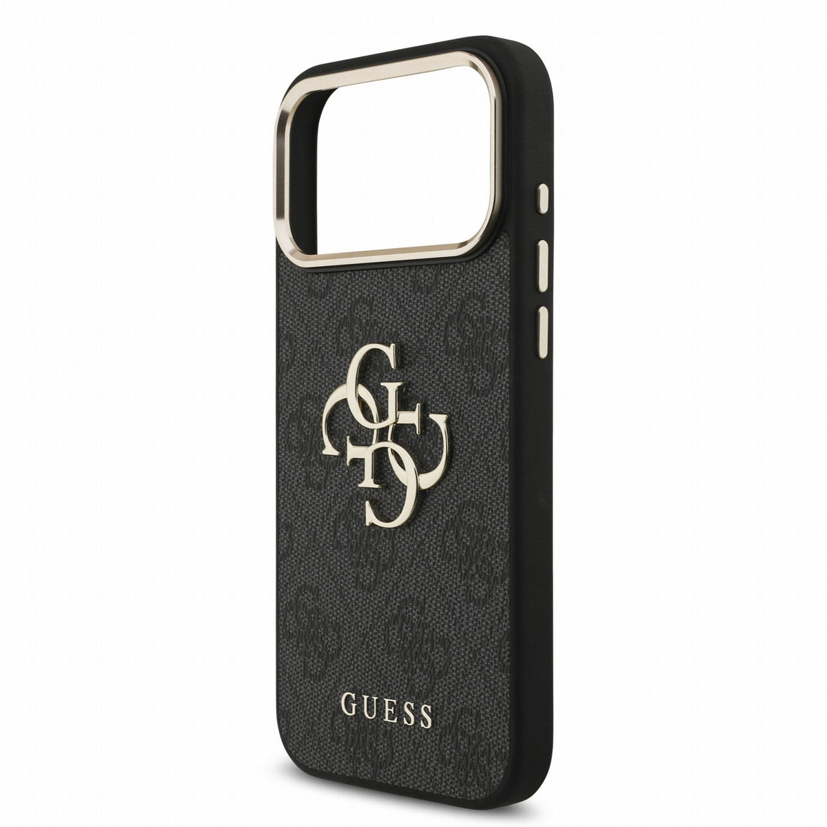Guess iPhone 17 Pro Max / iPhone 18 Pro Max - Σκληρή Θήκη με Επένδυση Συνθετικού Δέρματος και Λουράκι - PU 4G Metal Logo Strap - Black