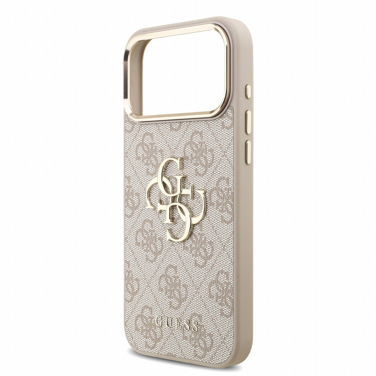 Guess iPhone 17 Pro Max / iPhone 18 Pro Max - Σκληρή Θήκη με Επένδυση Συνθετικού Δέρματος και Λουράκι - PU 4G Metal Logo Strap - Pink