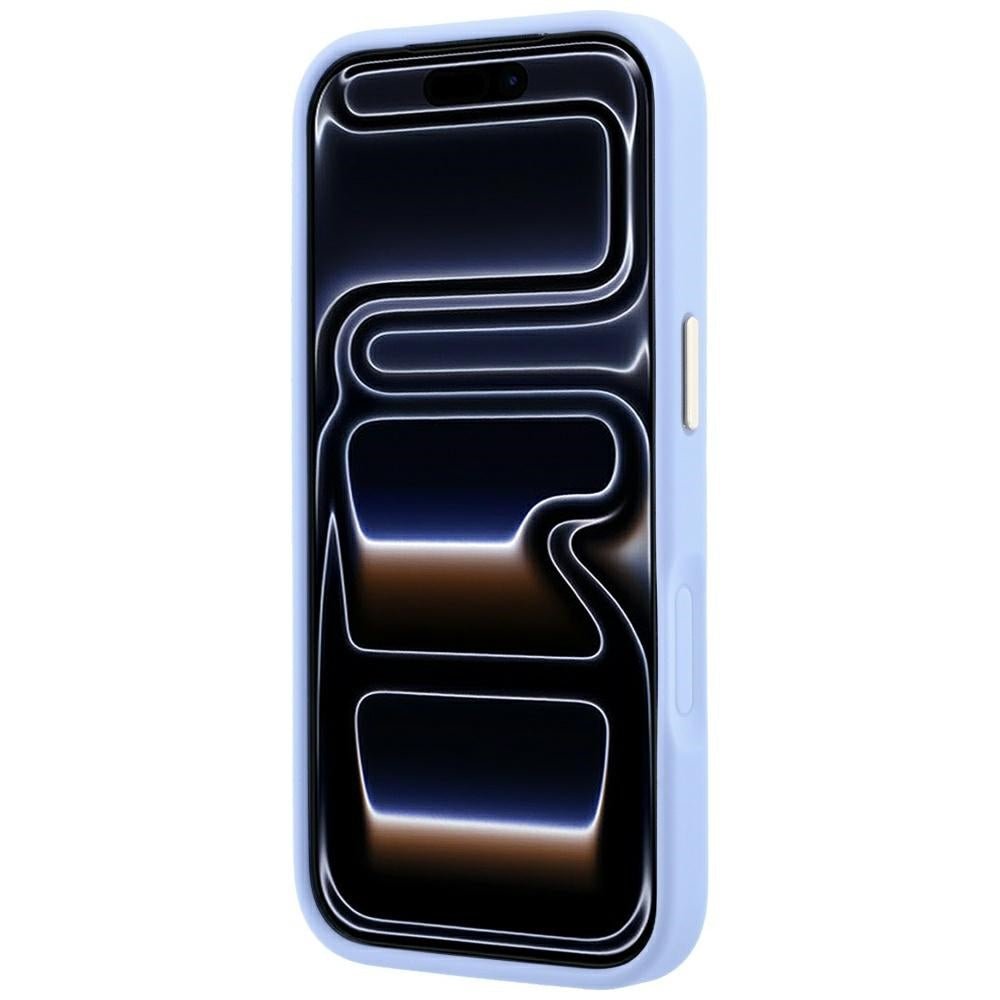 Guess iPhone 17 Pro Max / iPhone 18 Pro Max - Σκληρή Θήκη με Επένδυση Συνθετικού Δέρματος - Stripe Peony 4G Logo MagSafe - Light Blue