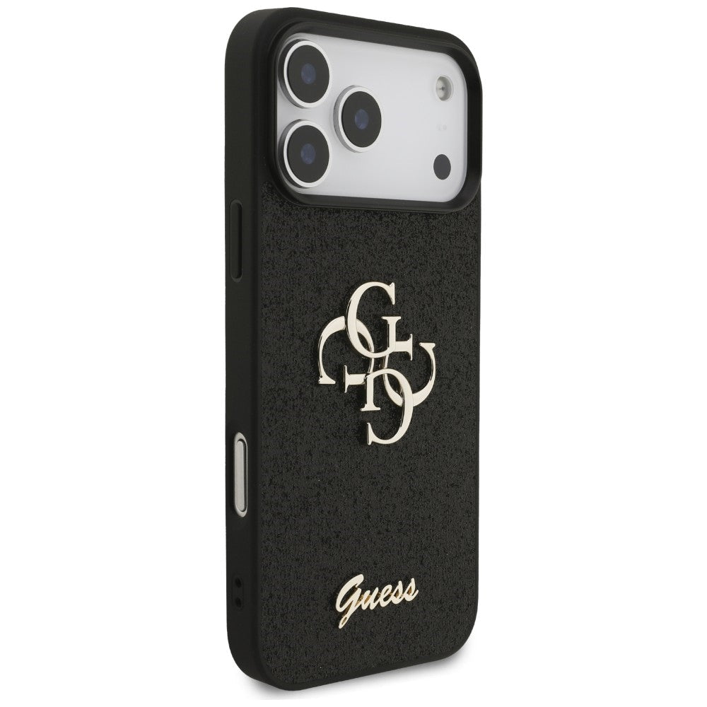 Guess iPhone 17 Pro Max / iPhone 18 Pro Max - Σκληρή Θήκη με Πλαίσιο Σιλικόνης - Fixed Glitter Big 4G - Black - GUHCP18XHG4SGK