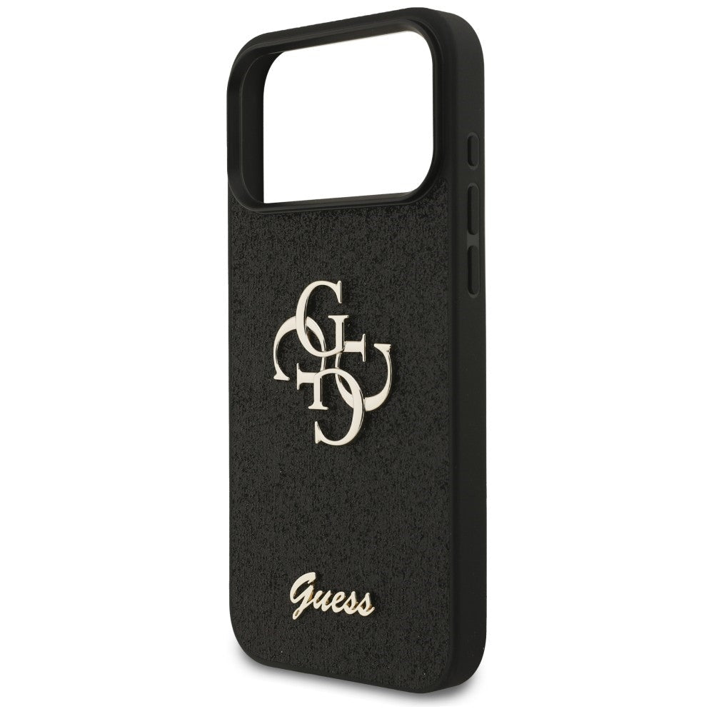 Guess iPhone 17 Pro Max / iPhone 18 Pro Max - Σκληρή Θήκη με Πλαίσιο Σιλικόνης - Fixed Glitter Big 4G - Black - GUHCP18XHG4SGK