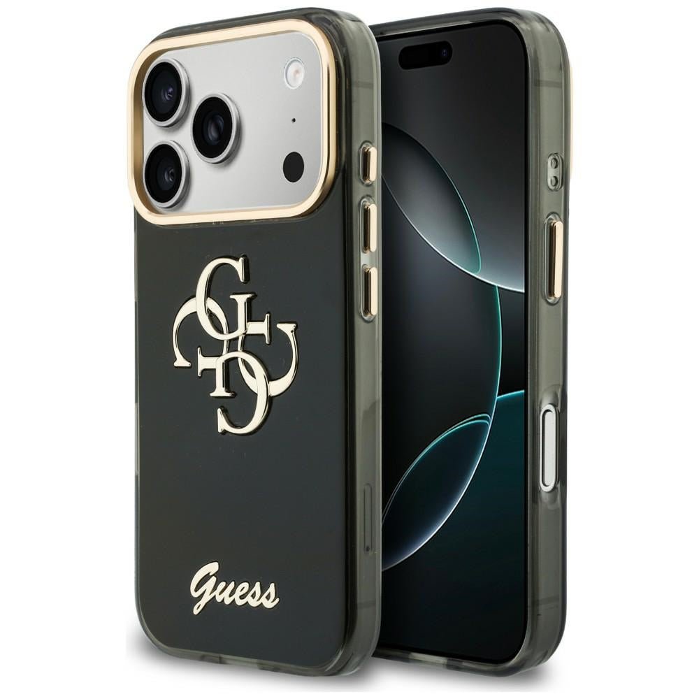 Guess iPhone 17 Pro Max / iPhone 18 Pro Max - Σκληρή Θήκη με Πλαίσιο Σιλικόνης - IML 4G Script Metal - Black