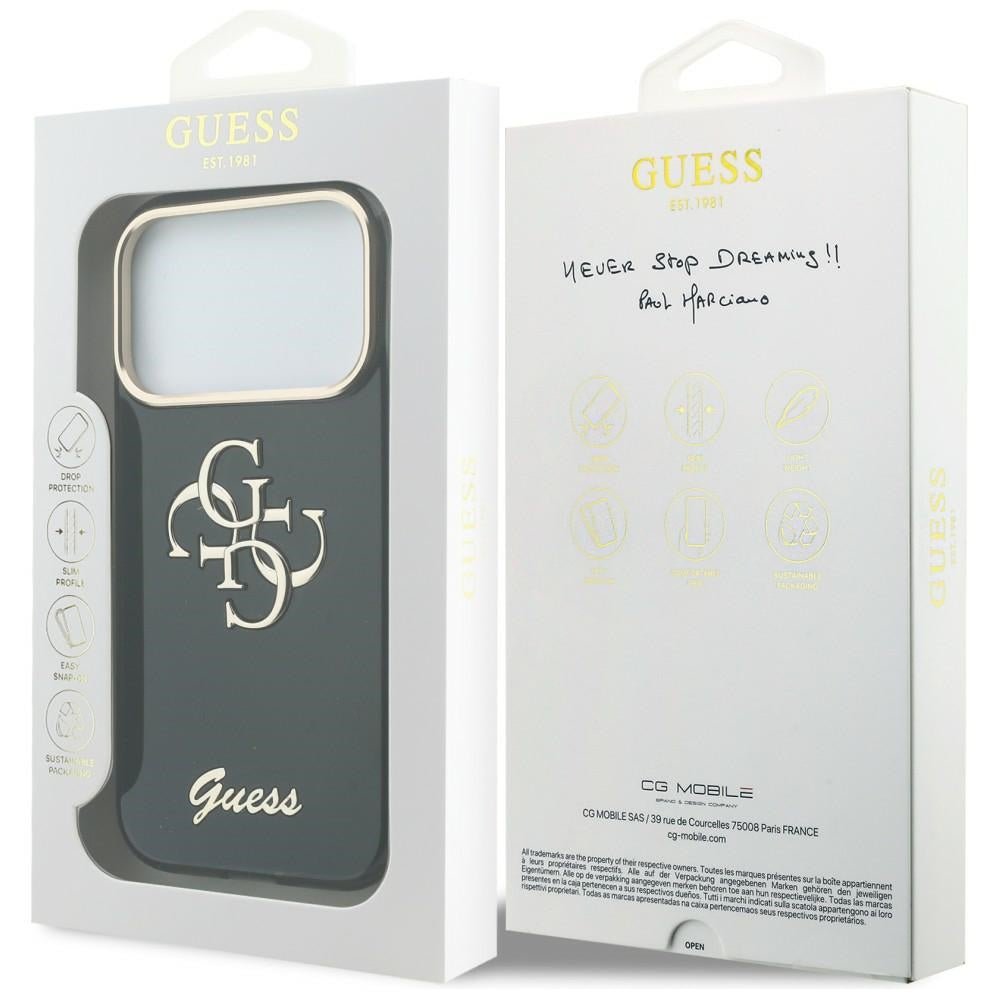 Guess iPhone 17 Pro Max / iPhone 18 Pro Max - Σκληρή Θήκη με Πλαίσιο Σιλικόνης - IML 4G Script Metal - Black