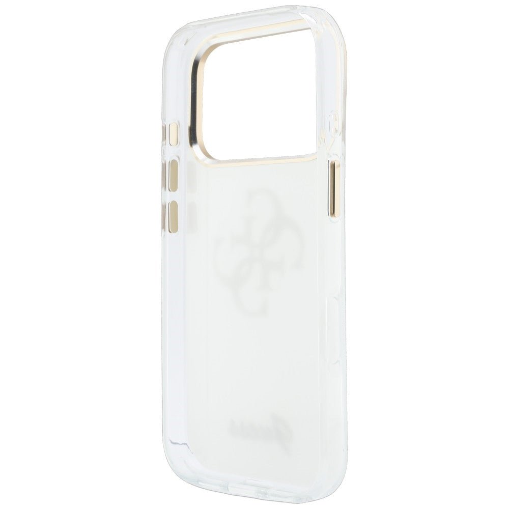Guess iPhone 17 Pro Max / iPhone 18 Pro Max - Σκληρή Θήκη με Πλαίσιο Σιλικόνης - IML 4G Script Metal - White