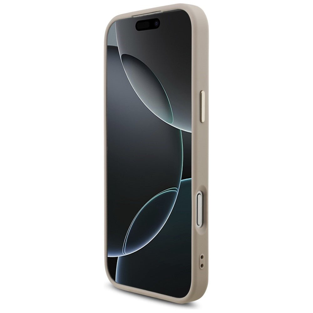 Guess iPhone 17 Pro Max / iPhone 18 Pro Max - Σκληρή Θήκη με Πλαίσιο Σιλικόνης και Επένδυση από Οικολογικό Δέρμα - 4G Big 4G Classic Logo - Pink / Gold - GUHCP18X4GMGCPI