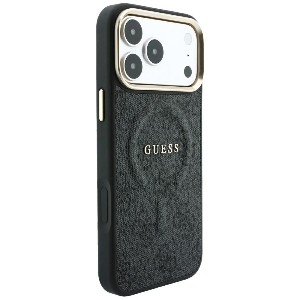 Guess iPhone 17 Pro Max / iPhone 18 Pro Max - Σκληρή Θήκη με Πλαίσιο Σιλικόνης και Επένδυση Οικολογικού Δέρματος - Embossed 4G Classic MagSafe - Black - GUHMP18XP4MSEGCK