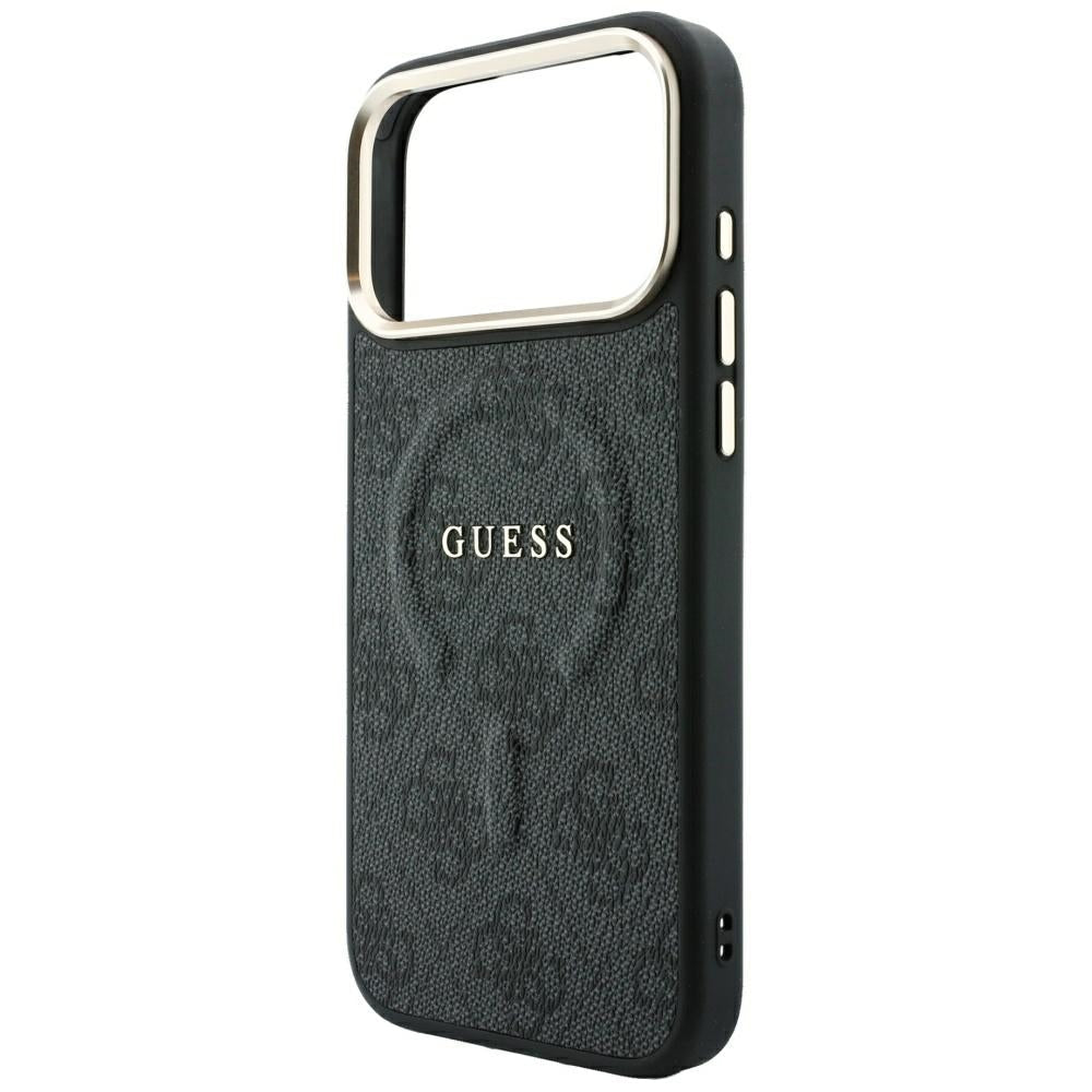 Guess iPhone 17 Pro Max / iPhone 18 Pro Max - Σκληρή Θήκη με Πλαίσιο Σιλικόνης και Επένδυση Οικολογικού Δέρματος - Embossed 4G Classic MagSafe - Black - GUHMP18XP4MSEGCK