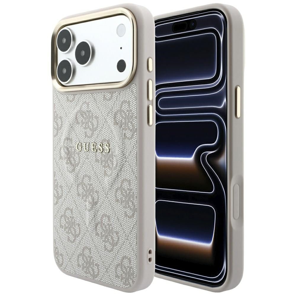Guess iPhone 17 Pro Max / iPhone 18 Pro Max - Σκληρή Θήκη με Πλαίσιο Σιλικόνης και Επένδυση Οικολογικού Δέρματος - Embossed 4G Classic MagSafe - Pink - GUHMP18XP4MSEGCP